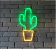 Led Neon Light Sign 18 5 X10 Green Cactus Wall Art Decorative Neon Sign Pin Wall Hanging Sign For Bedroom Living Room Kid S Room Party Home Decor Neon Night Light Usb Powered Green Cactus