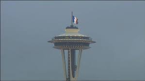French and european flags at the french central bank © french moments. French Flag Flown Atop Space Needle Given To Eiffel Tower Komo