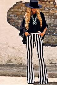 Black And White Striped Pants Womens Black And White Striped Pants In 2020 Country Outfits Rodeo Outfits Black Women Fashion