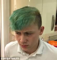 Boy with blue hair put in isolation after it goes green