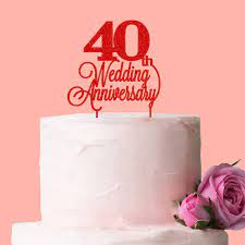 40th wedding anniversary cake topper. My Pretty Little Gifts 40th Wedding Anniversary Cake Topper Red Glitter Acrylic Buy Online In Chile At Desertcart 59974823