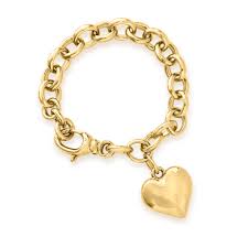 Italian 18kt gold over sterling silver heart motif bracelet. Italian Andiamo 14kt Yellow Gold Over Resin Heart Charm Bracelet Ross Simons