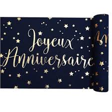 Elles diffuseront une jolie lumière durant votre diner ou votre fête d'anniversaire ! Chemin De Table Bleu Marine Et Or Joyeux Anniversaire X 3 Metres Chemin De Table Creavea