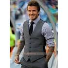 David Beckham wearing Charcoal Waistcoat, Grey Dress. - Pinterest