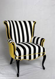 Black And White Stripe Chair With Yellow Velvet Vintage Wing Back Chair Mid Century Modern Chair Element 20 Striped Chair Furniture Mid Century Modern Chair