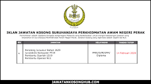 (b) perkhidmatan kehakiman dan perundangan; Jawatan Kosong Terkini Suruhanjaya Perkhidmatan Awam Negeri Perak