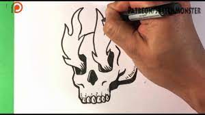 How To Draw Skull With Fire Eyes - Draw Tattoo Design - Drawing For  Beginners - Youtube