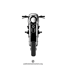 Gambar hitam dan putih jalan retro kota perkotaan perjalanan. Tampak Depan Sepeda Motor Domain Publik Vektor