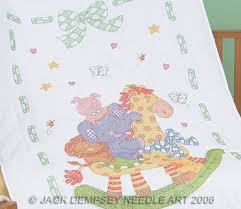 Noahs ark crib quilt top 4060 39 jack. Jack Dempsey Needle Art Giraffe And Friends Crib Quilt Top Stamped Cross Stitch Kit 4060456 123stitch