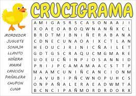 Ordena las letras para formar la palabra correcta. Crucigramas Juegos Para Baby Shower Para Imprimir Juegos De Baby Shower