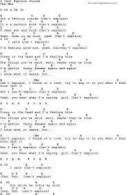 Song Lyrics With Guitar Chords For I Can T Explain Lyrics And Chords Song Lyrics And Chords Guitar Songs