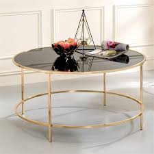 Round tables are easy to move around while square tables pair well with sectionals. Furniture Of America Rockbel Contemporary Glass Top Round Coffee Table In Gold Idf Ac375gd