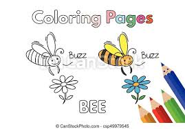 Use these images to quickly print coloring pages. Cartoon Bee Coloring Book Cartoon Bee Illustration Vector Coloring Book Pages For Children Canstock