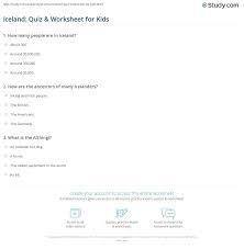 Sep 30, 2020 · iceland quiz questions. Iceland Quiz Worksheet For Kids Study Com