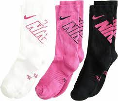 Nike Youth 3pk Crew Socks Pink Black White 5y 7y Sx6959 932 Nike Kneesocks Socks Training Nike Kids Baby Girl Nike