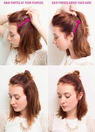 Put Off Wash Day A Little Longer With These 16 Half Up Bun Hairstyles Parting Hair Half Bun Hairstyles Hair Styles