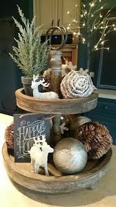 Round 2 Tier Stand Ottoman Coffee Table Serving Tray Christmas Decorations Rustic Christmas Kitchen Decor Farmhouse Christmas Decor