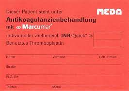 Marcumar ausweis bestellen meda : Notfallmappe Ausweise