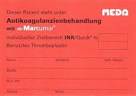 Marcumar 92 stück von meda pharma gmbh & co. Notfallmappe Ausweise