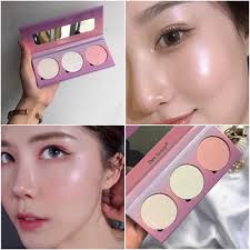 Dee Lenny giá rẻ thay thế cho bột màu phân cực cao ba màu tím nàng tiên cá  Ji Shui Ling màu vàng xanh Thần thánh phấn bắt sáng maybelline