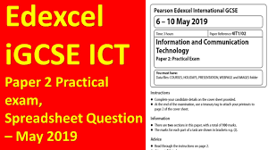 Edexcel Igcse Ict Paper 2 Spreadsheet Question May 2019 Youtube
