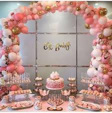 Birthday Cake Table Decoration With Balloons Cake Table Baby Shower Balloon Arch Christening Balloons Balloon Decorations Party