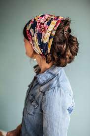 Indigo Roses Long Stretch Cowl Convertible Headwrap Garlands Etsy Scarf Hairstyles Hair Wraps Head Covering