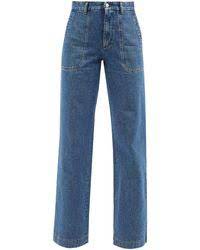 A P C Jean Taille Haute Wide Leg Jeans Indigo Stretch In Blue Lyst