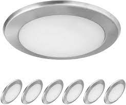 Dals lighting indoor outdoor 6 inch round led flushmount 6. Ostwin 6 Pack 6 Inch Led Disk Light Dimmable Low Profile Ceiling Light Brushed Nickel Finish Flush Mount Fixture 15w 100w Eq 1300lm 4000k J Box Or Recessed Can Wet Location Etl Listed