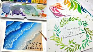 Leak hand painted watercolor greetings cards way. Easy Watercolor Birthday Card Tutorial For Beginners Part 3 How To Paint A Beach With Watercolor Youtube