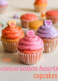 Mini Conversation Hearts Cupcakes Cupcake Recipes Valentines Day Food Cupcake Cakes