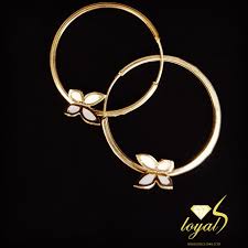 گوشواره حلقه ای مینا | طلا و جواهر وفادار