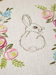 It can be used for color printing or directly work on the embroidered machine. Easter Hand Embroidery Pattern Pdf Easter Bunny Floral Etsy Easter Embroidery Paper Embroidery Embroidery Projects