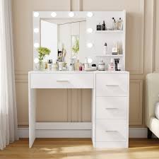 Makeup Vanity Table With Lighted Mirror