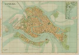 Map of venice area hotels: Pianta Di Venezia Italia Map Of Venice Italy 1950 Maps