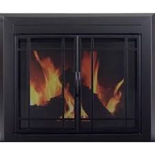 Easton Midnight Black Cabinet Style Large Fireplace Glass Door Ea 5012 At The Home Depot 349 Fireplace Glass Doors Fireplace Doors Glass Fireplace