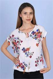 Cicekli Yarim Kol Bluz 1745b Bluz Bluz Modelleri Sik