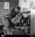 Mary Wilson her Son Giles Wilson and their cat February 1963 Stock ...