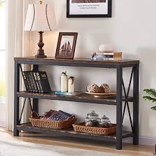 The rustic design extends from floor to ceiling with this incredible display. Bon Augure Industrial Console Sofa Table 3 Tier Horizontal Entry Tables With Open Shelf Rustic Entryway Hallway Table For Living Room 47 Inch Rustic Oak Buy Online In Congo At Congo Desertcart Com Productid