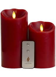 Set Of 2 Luminara Red Flameless Candles 3 5x5 3 5x7 Cinnamon Scented Moving Flame Can Scented Flameless Candles Flameless Candles Flameless Candles With Timer