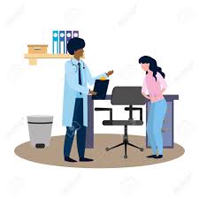 Doctor's offices and hospitals may not always be stunning examples of architecture, but both architects and doctors are thinking of how designs can put patients at ease and help them heal. Healthcare Medical Doctor Man With Woman Patient At Doctors Office Royalty Free Cliparts Vectors And Stock Illustration Image 122632364