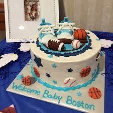 Sports Baby Shower Cake Baby Converse Football Basketball Baseball Baby Shower Cakes Baby Cake Sports Baby Shower
