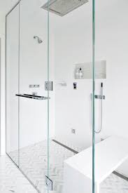 Rinse and dry in small sections, so the dirty water doesn't settle back into the grout. Chevron Shower Floor Contemporary Bathroom Clean Design Partners