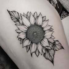 Black And Grey Sunflower Tattoo Beautiful Black Gray Sunflower Tattoo C Tattoo Artist Lee Humphries Beautytatoo Sunflower Tattoos Sunflower Tattoo Sunflower Tattoo Thigh