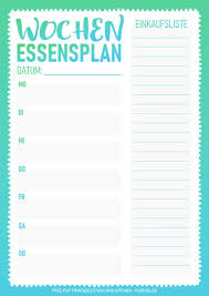Kostenlose Pdf Wochen Planer Essensplan Printables Essen Planer Planer Wochen Planer