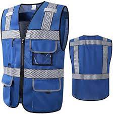 Blue industrial safety vests for sale ebay. Blue Safety Reflective Vest Work Wear High Visibility Vest Hi Viz With Pockets And Zipper Construction Work Vest Small Amazon Com