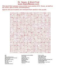 Happy Birthday Dr Seuss A Word Find Word Find Halloween Word Search Scramble Words