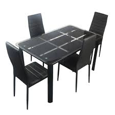 Bonnlo 5 Pieces Dining Table Set For 4 Glass Top Modern Dining Table And Chair Set Lavorist Glass Dining Table Set Glass Dining Table Dining Table In Kitchen