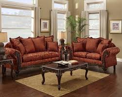 Red Floral Print Sofa And Loveseat Traditional Sofa Set For The Living Room 8148 Victorian Living Room Furniture Burgundy Living Room Living Room Sets