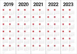 Calendar Years 2019 2020 2021 2022 2023 In 2020 Calendar Printables Yearly Calendar Calendar 2020